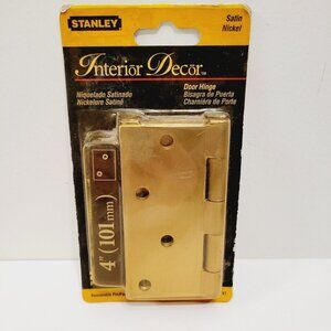 Vtg 4" Stanley Interior Door Stain Nickel Door Hinge 75-0354/741 Gold Tone